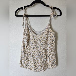 Abercrombie & Fitch White Floral Tie-Strap Camisole
